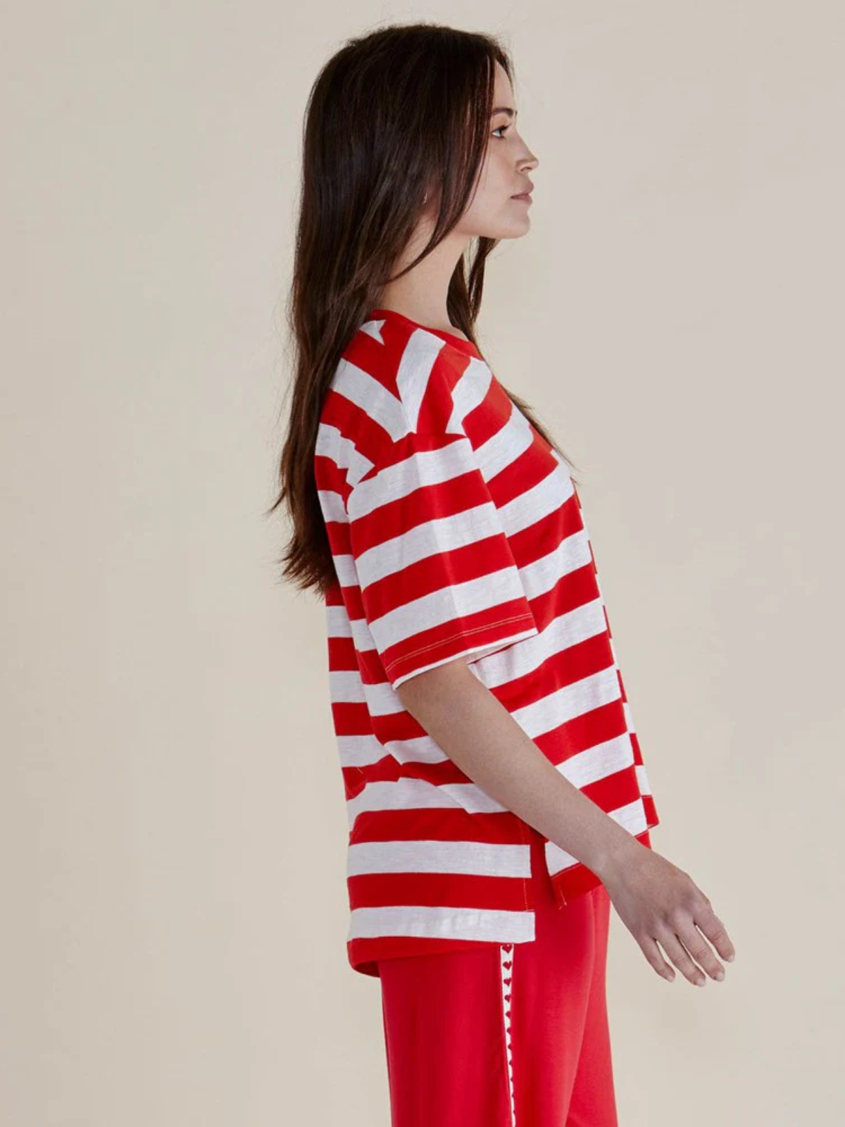 Relax Boxy Tee - Red Stripe - Betty Basics - Image 2