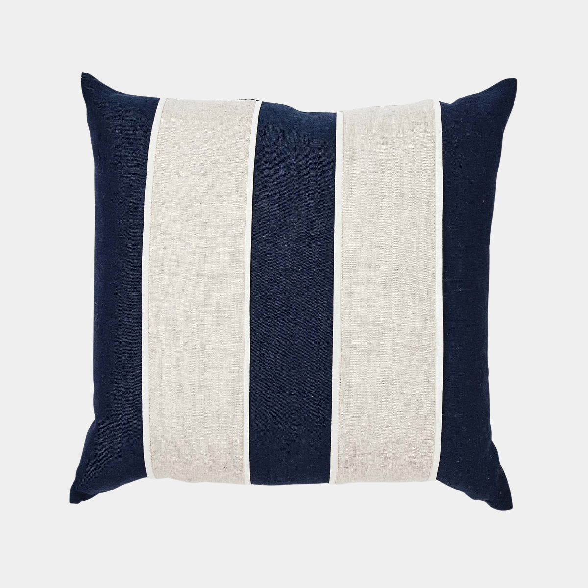 Riley Navy/linen Patch Cushion - Madras Link - Image 1