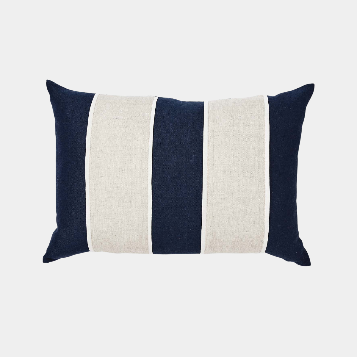 Riley Navy/linen Patch Lumbar Cushion - Madras Link - Image 1