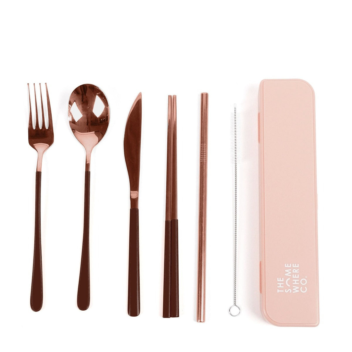 Take Me Away Cutlery Kit - Rose Gold with Chocolate Handle