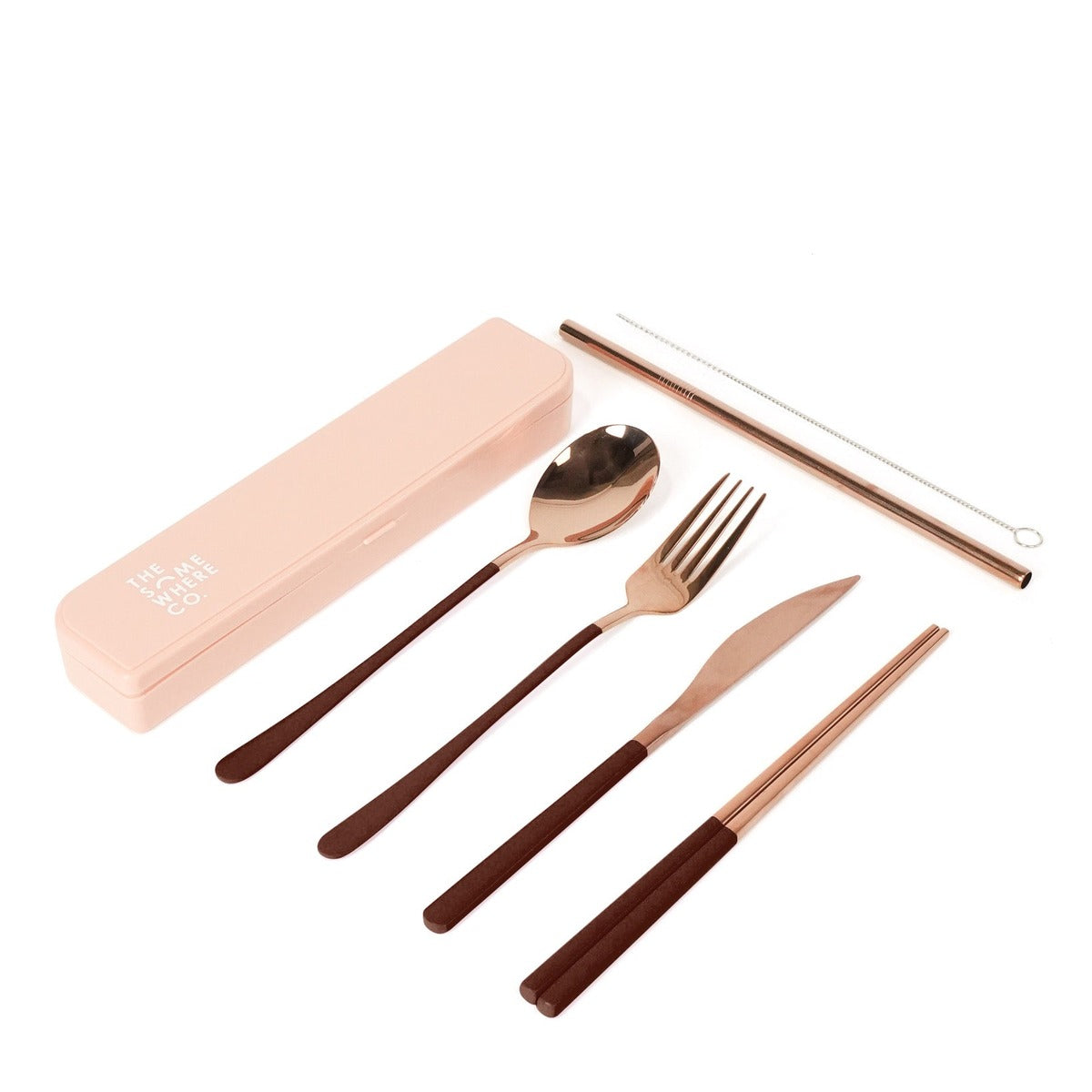 Take Me Away Cutlery Kit - Rose Gold with Chocolate Handle