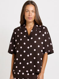 Betty Basics Sable Shirt, Pink/Choc Polka Dot