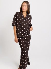 Betty Basics Sable Shirt, Pink/Choc Polka Dot