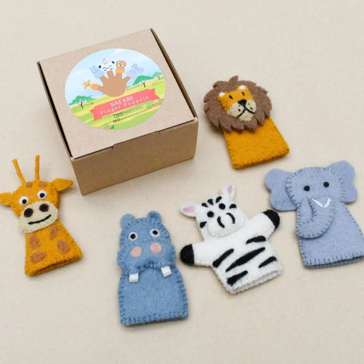 Safari Animals, Finger Puppet Set - Tara Treasures - Image 1