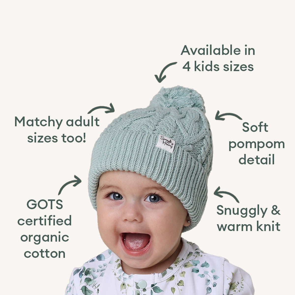 Sage Organic Baby Knit Beanie