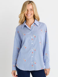 Sage Shirt - Rose Stripe
