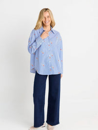 Sage Shirt - Rose Stripe