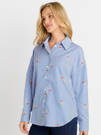 Sage Shirt - Rose Stripe
