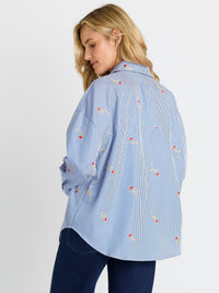 Sage Shirt - Rose Stripe