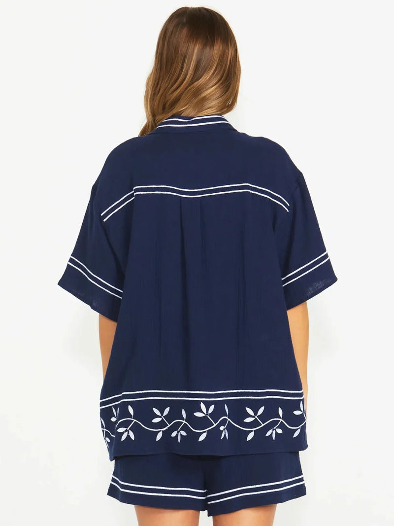 SassJayden Short Sleeve Shirt - Navy