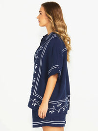 SassJayden Short Sleeve Shirt - Navy