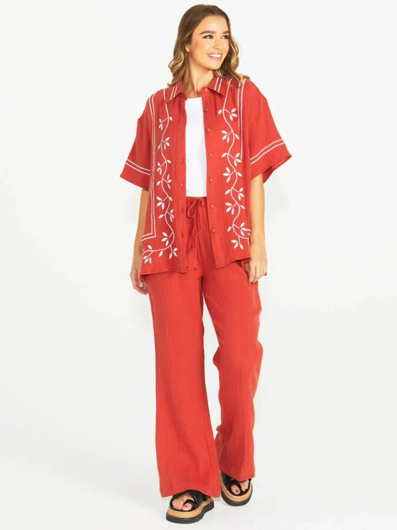 SassJayden Short Sleeve Shirt - Terracotta