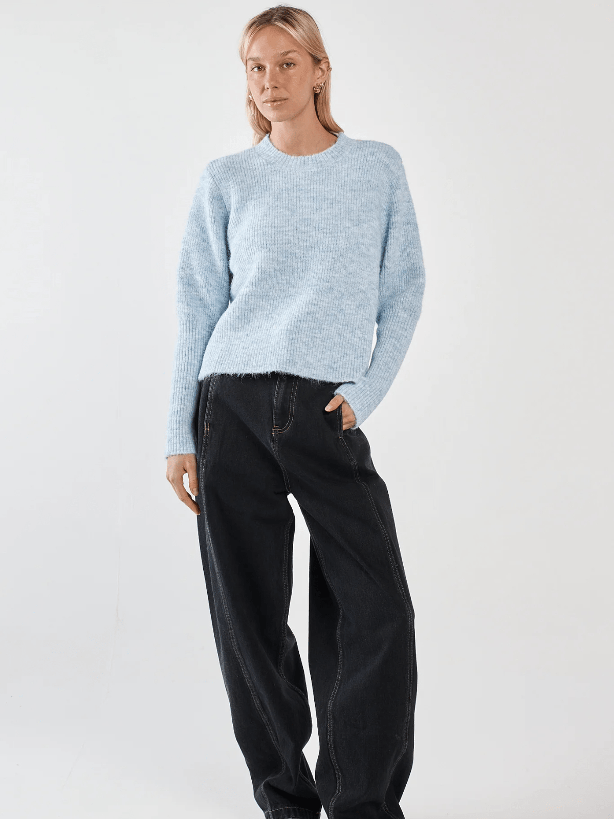 SassMarli Boxy Rib Knit - Pale Blue