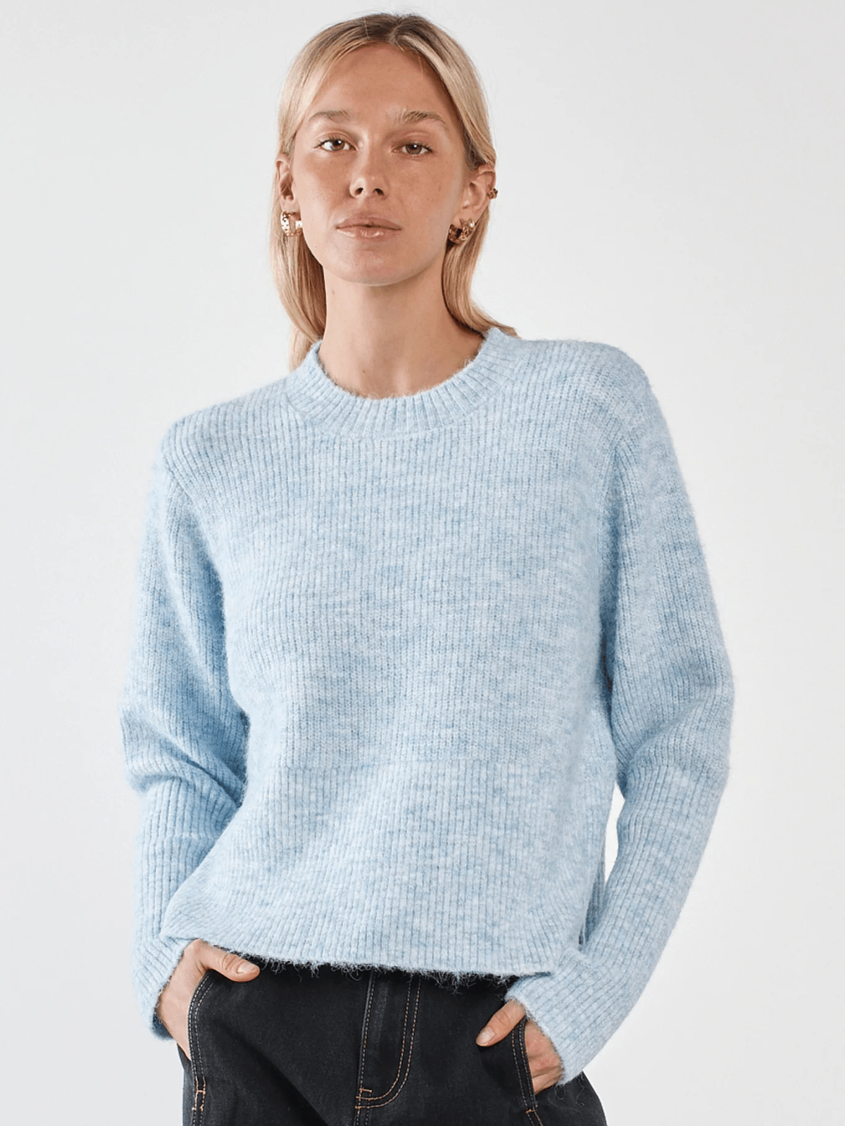 SassMarli Boxy Rib Knit - Pale Blue