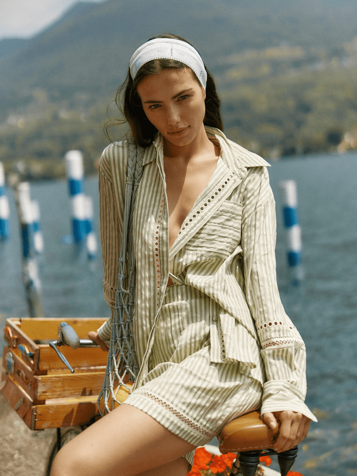 SassNerida Trim Shirt - Olive Cream Stripe