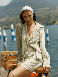 SassNerida Trim Shirt - Olive Cream Stripe