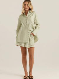 SassNerida Trim Shirt - Olive Cream Stripe