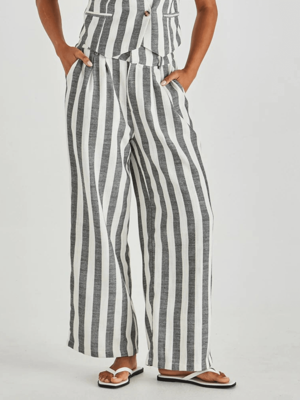 SassNevada Pant - Cream Black Stripe