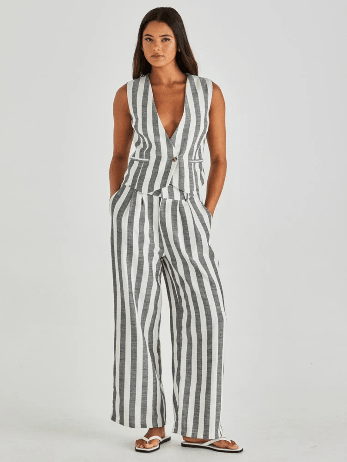 SassNevada Pant - Cream Black Stripe