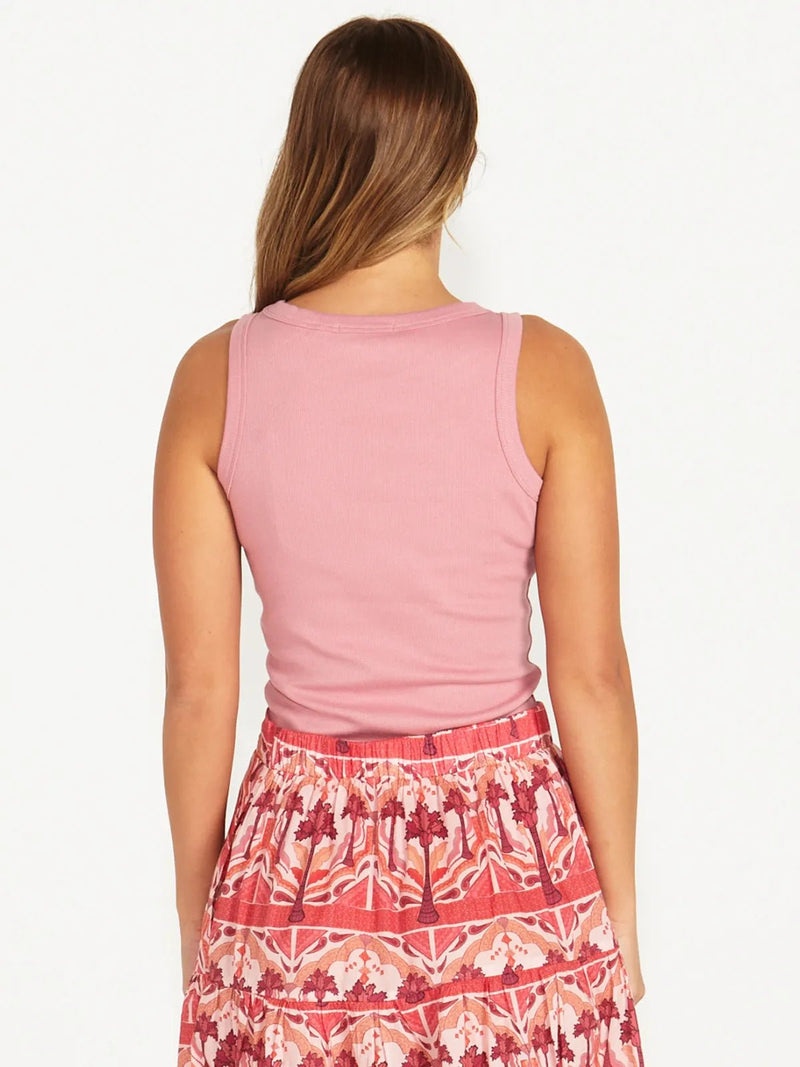 SassNoah Rib Tank - Dusty Pink