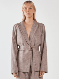 SassThalia Belted Blazer - Chocolate Birdseye