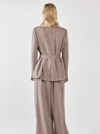 SassThalia Belted Blazer - Chocolate Birdseye