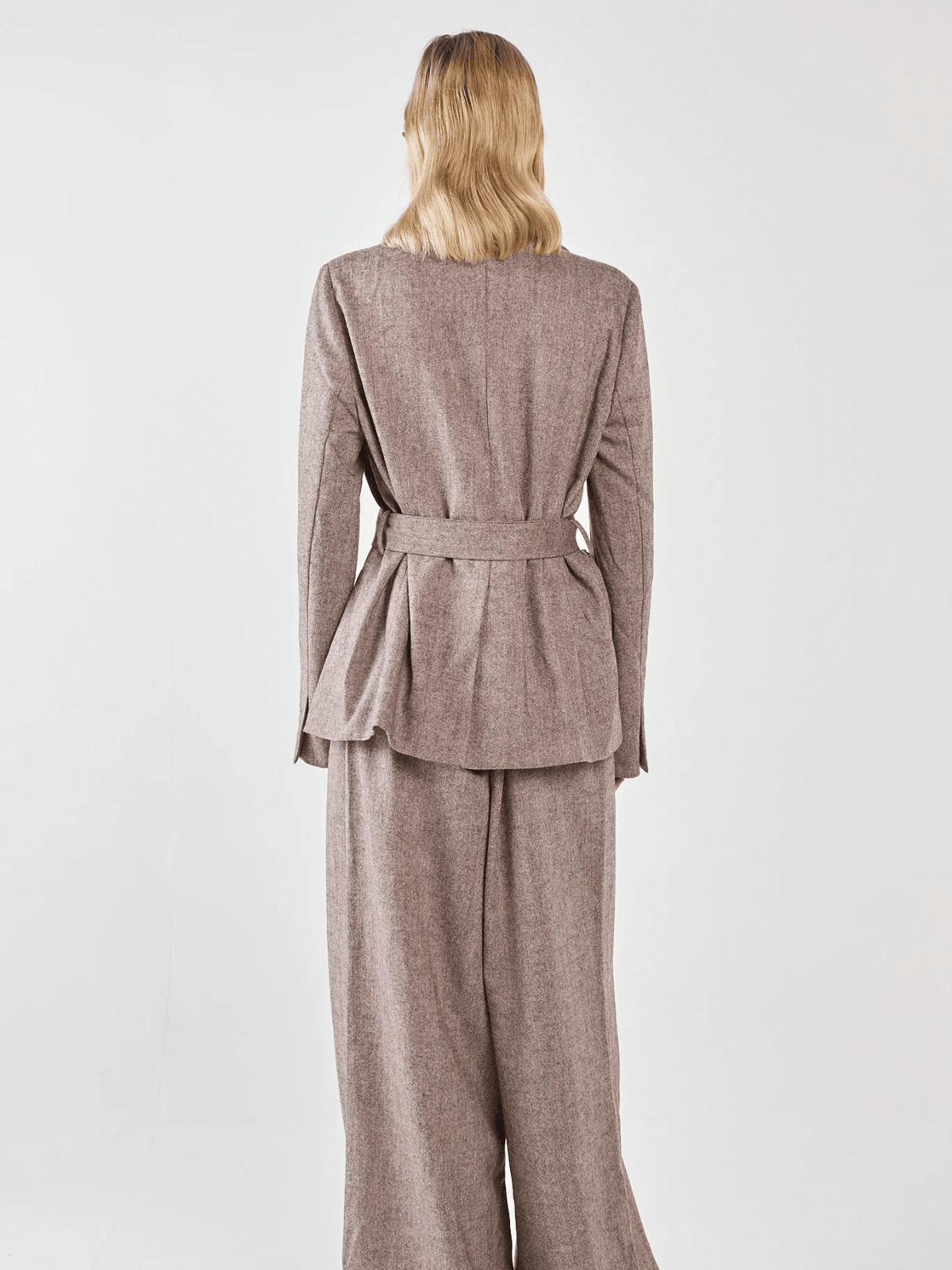 SassThalia Belted Blazer - Chocolate Birdseye