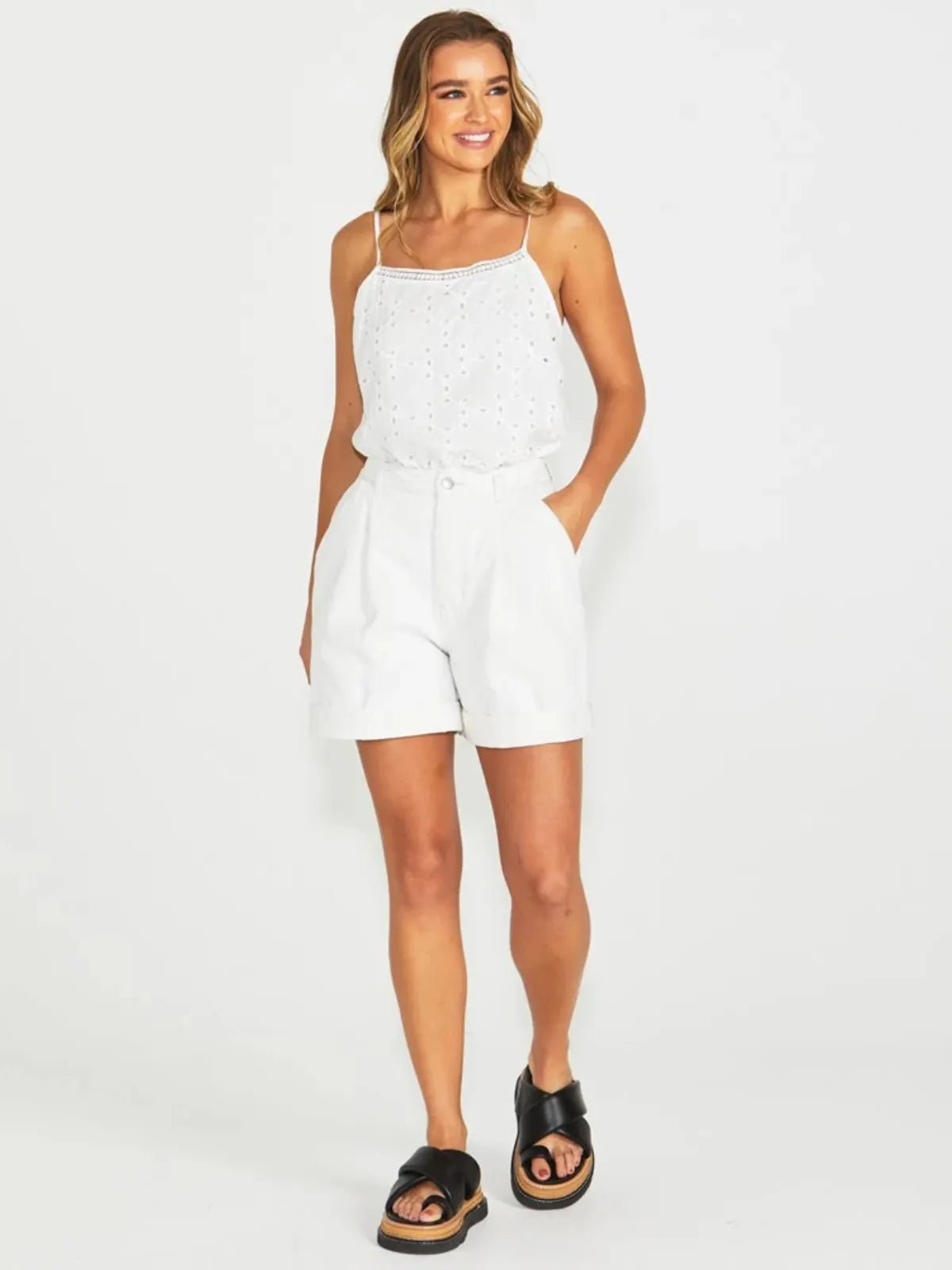SassWyatt Denim Shorts - White