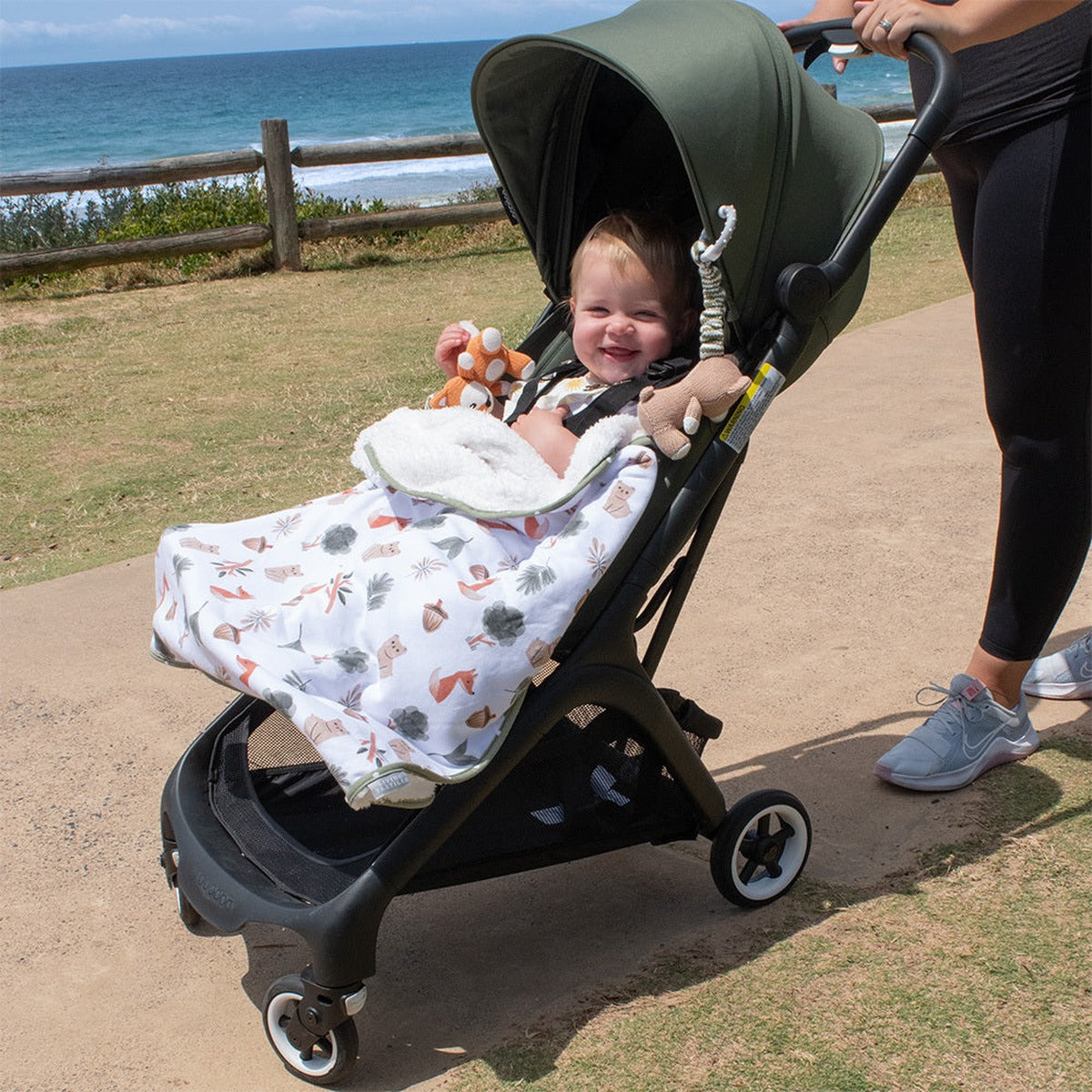Jersey/Sherpa Pram Blanket - Forest Retreat