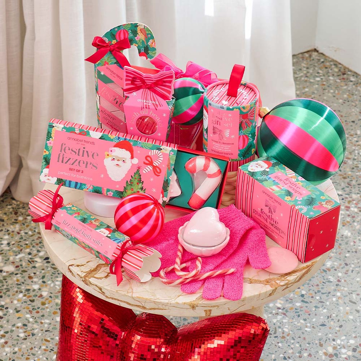Annabel Trends Shower Steamer Gift Box, Festive Candy Cane
