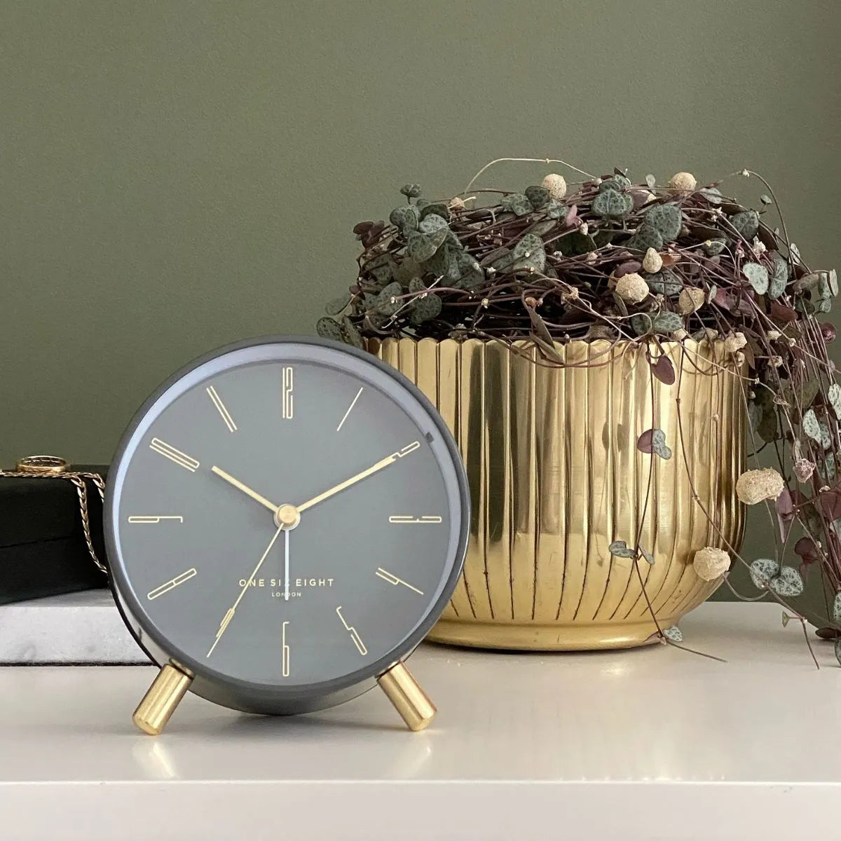 Silent Alarm Clock - Maya Charcoal Grey - One Six Eight London - Image 2