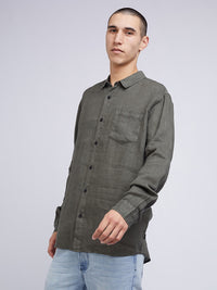 Linen L/S Shirt - Khaki
