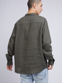 Linen L/S Shirt - Khaki