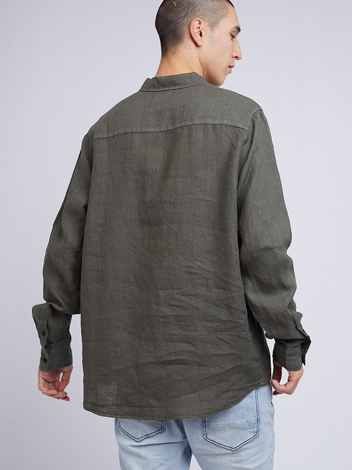Linen L/S Shirt - Khaki