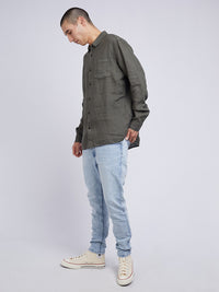 Linen L/S Shirt - Khaki