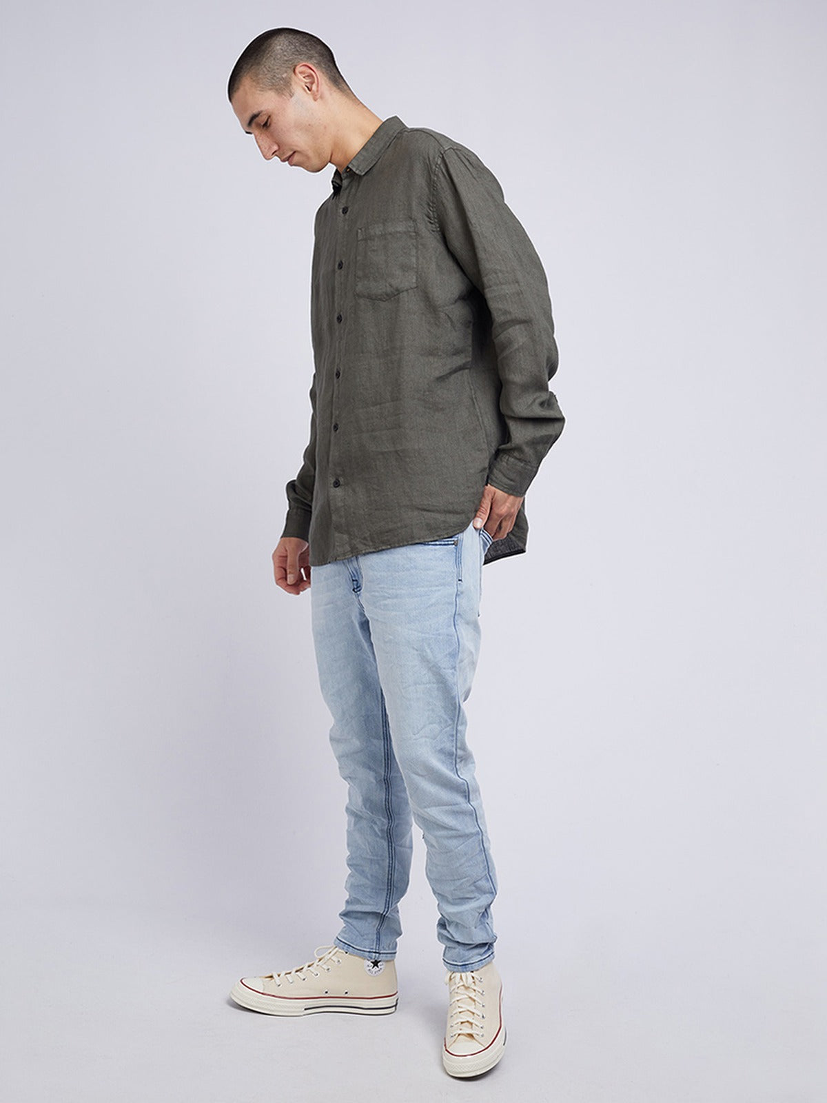 Linen L/S Shirt - Khaki