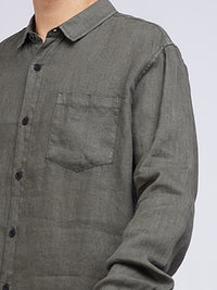 Linen L/S Shirt - Khaki