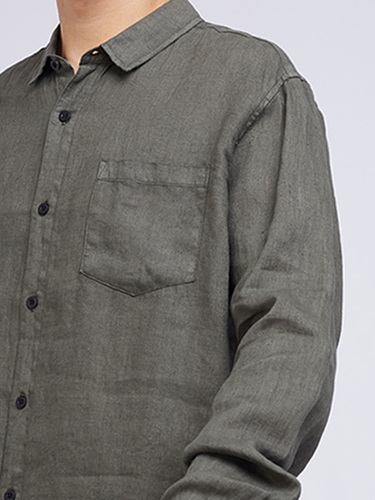 Linen L/S Shirt - Khaki