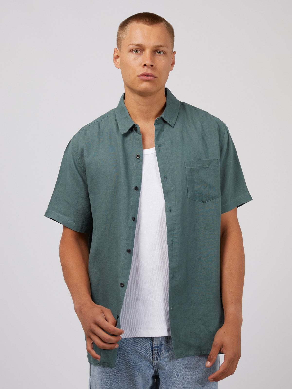Linen SS Shirt - Pine