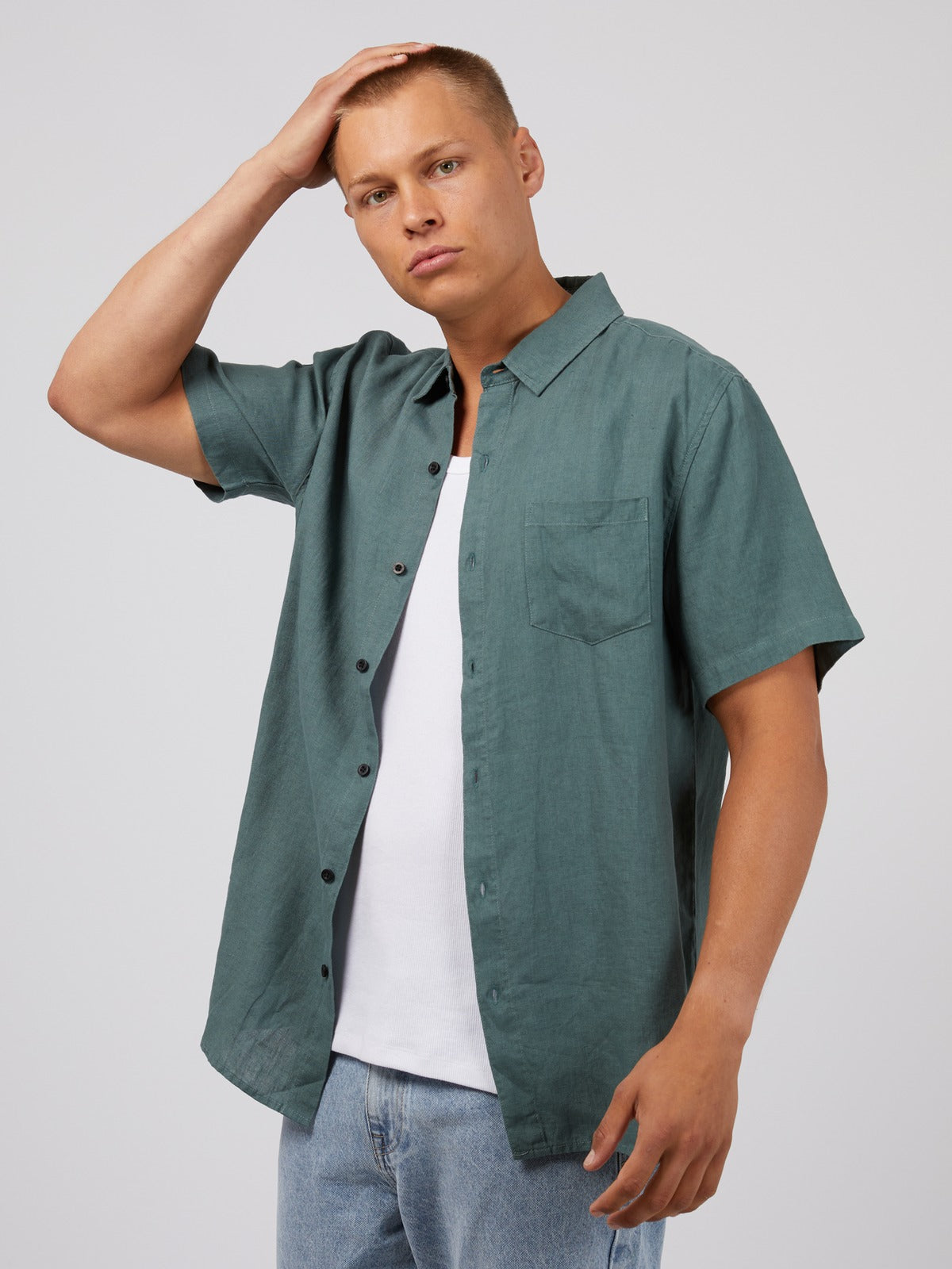 Linen SS Shirt - Pine