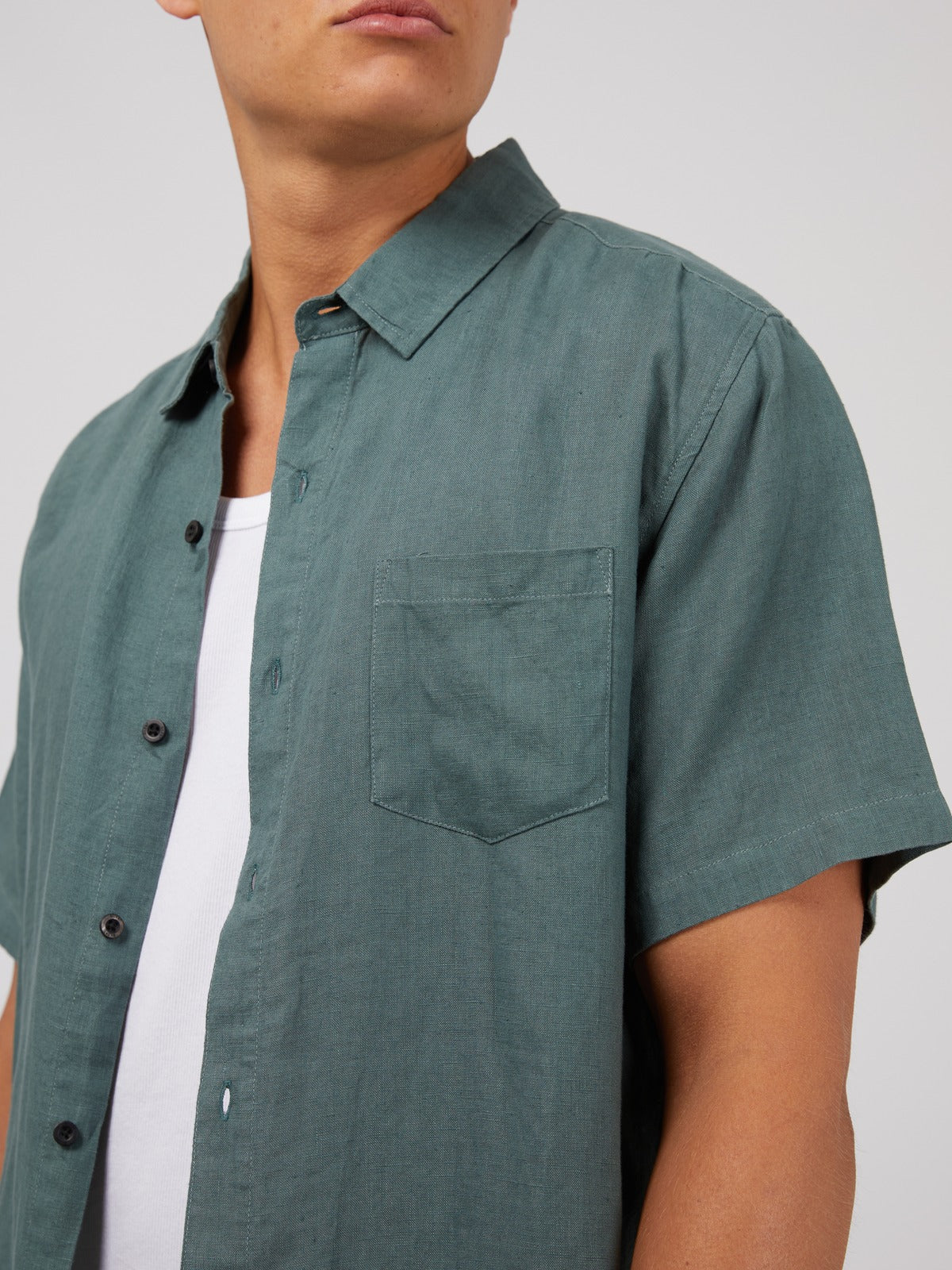 Linen SS Shirt - Pine