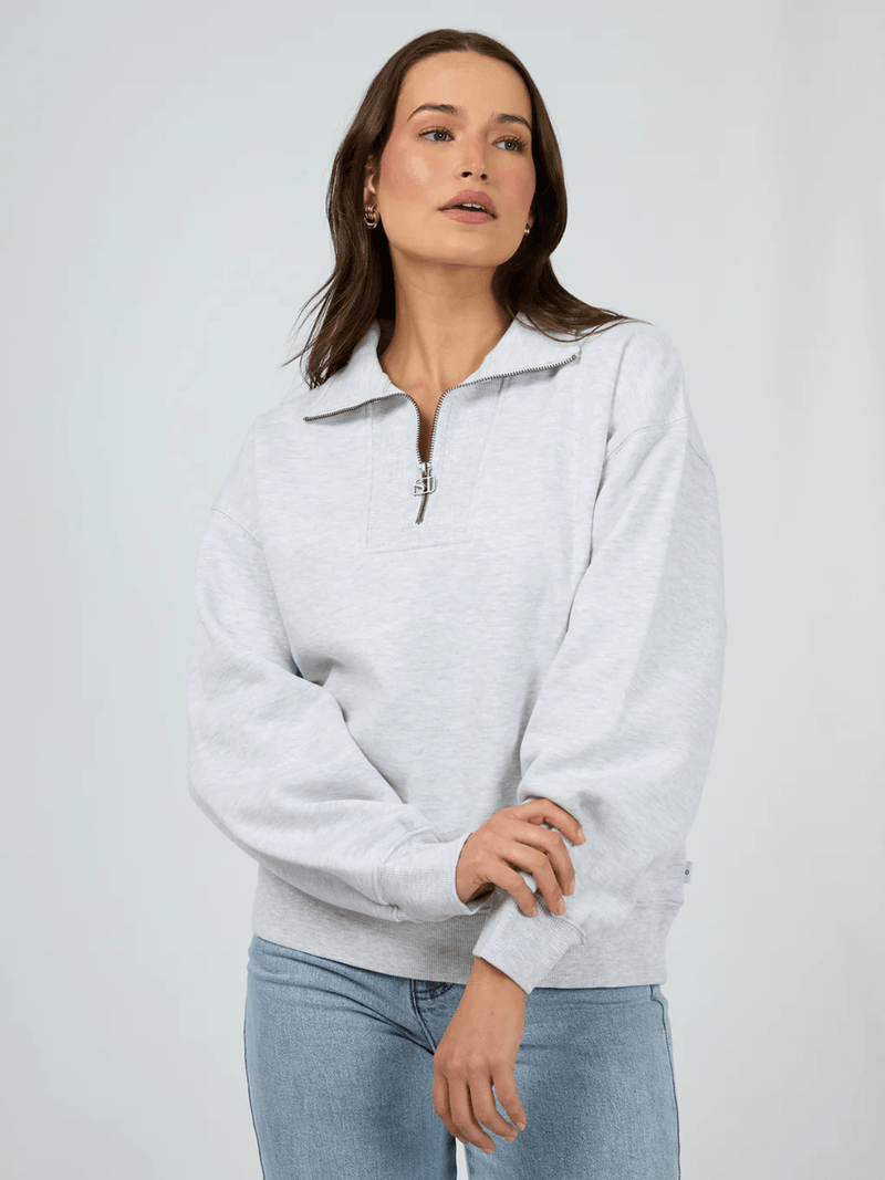 Silent TheorySilent Luxe 1/4 Zip Crew - Snow Marle