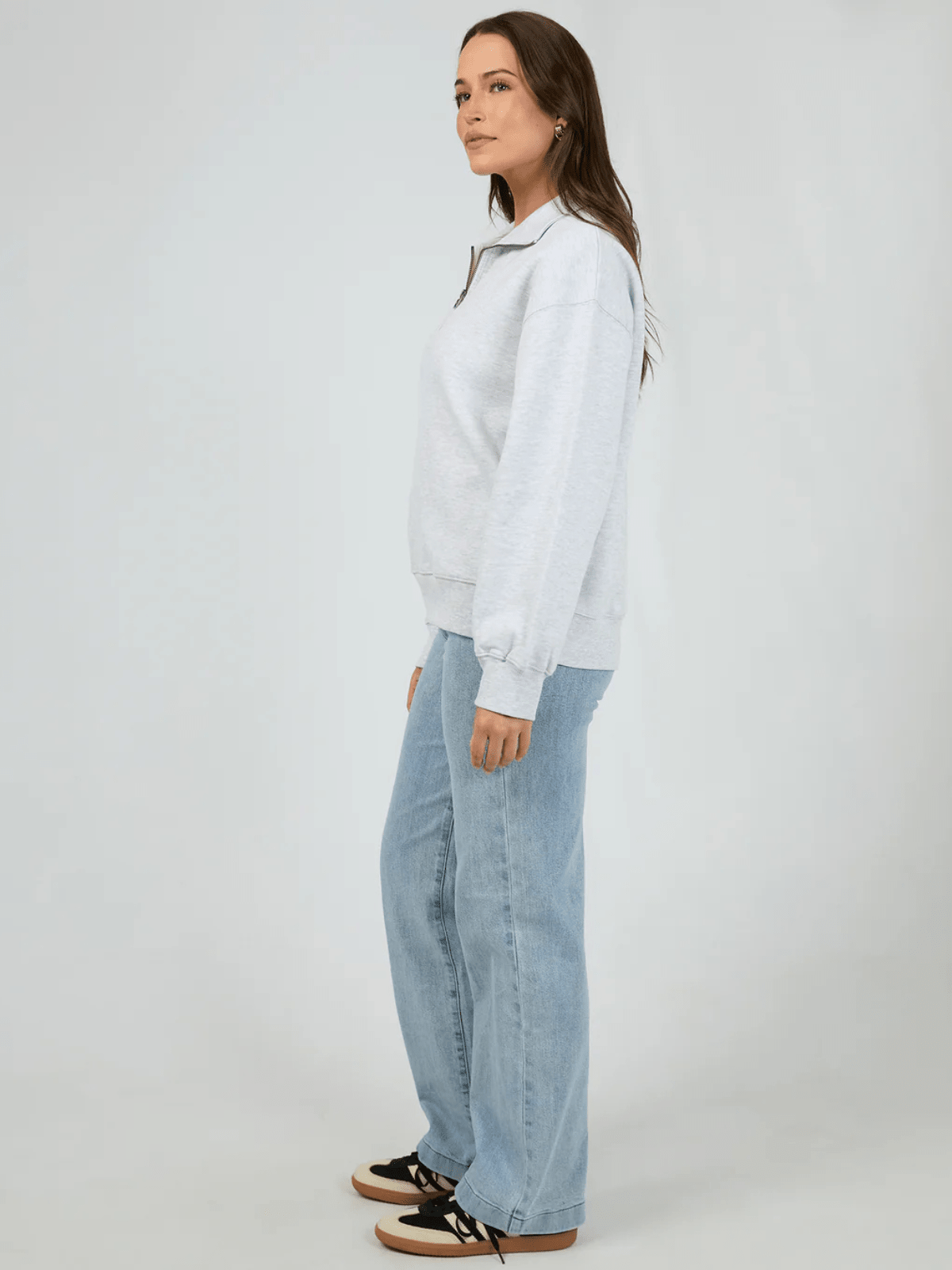 Silent TheorySilent Luxe 1/4 Zip Crew - Snow Marle