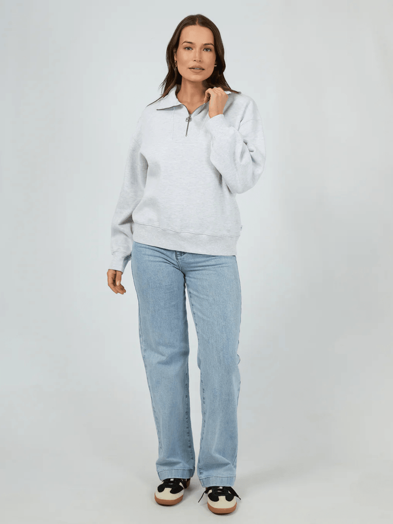 Silent TheorySilent Luxe 1/4 Zip Crew - Snow Marle