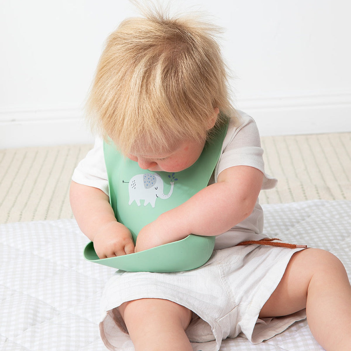 Silicone Bib - Elephant/Sage