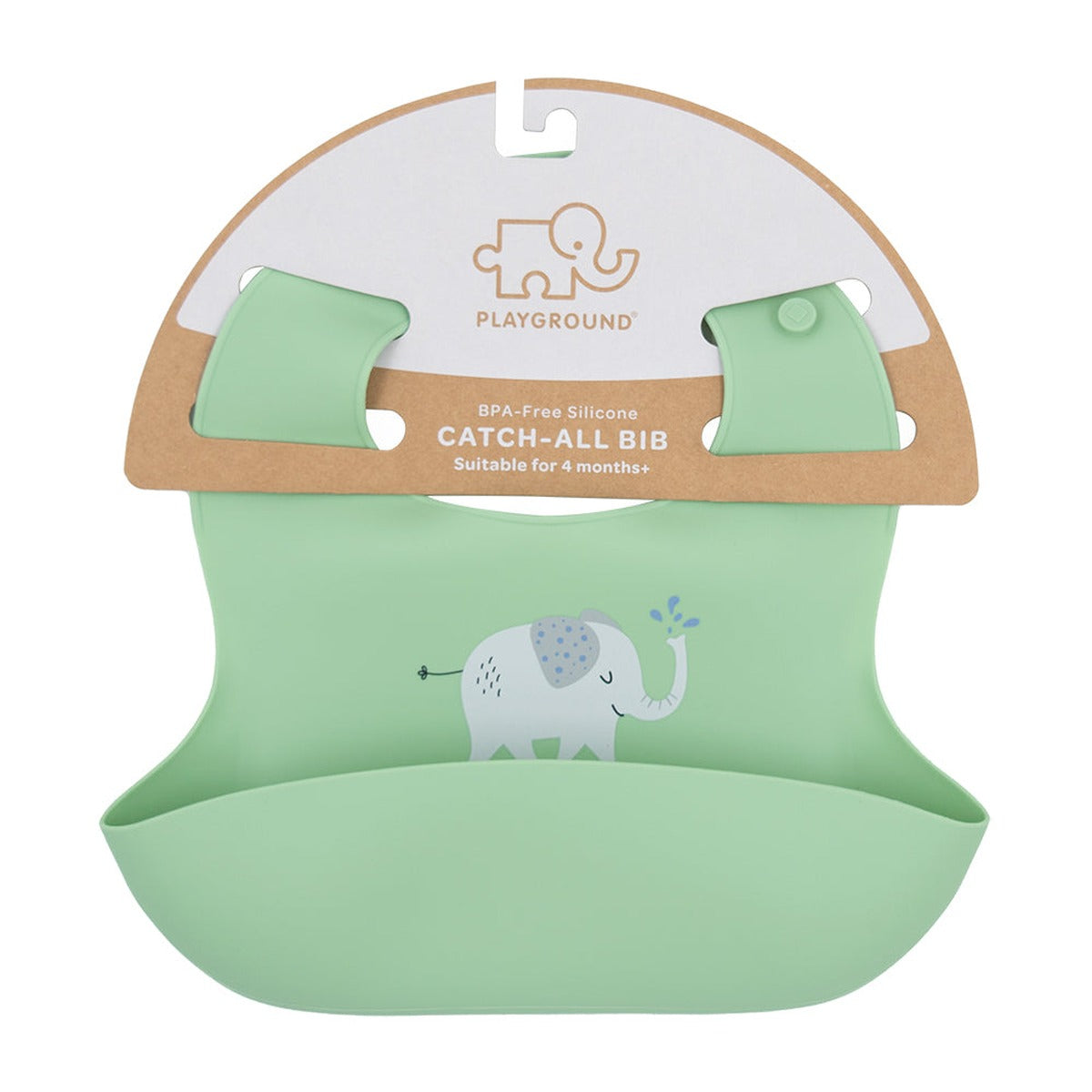 Silicone Bib - Elephant/Sage