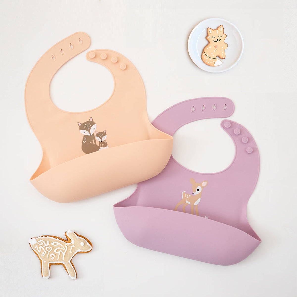 Silicone Bib - Fox/Blush