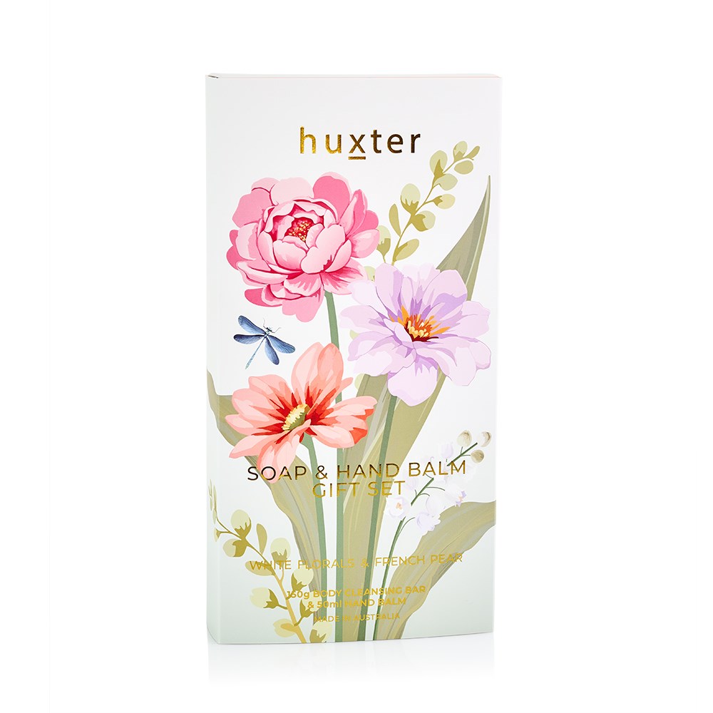 Huxter Soap & Hand Balm Gift Set, White Florals & French Pear