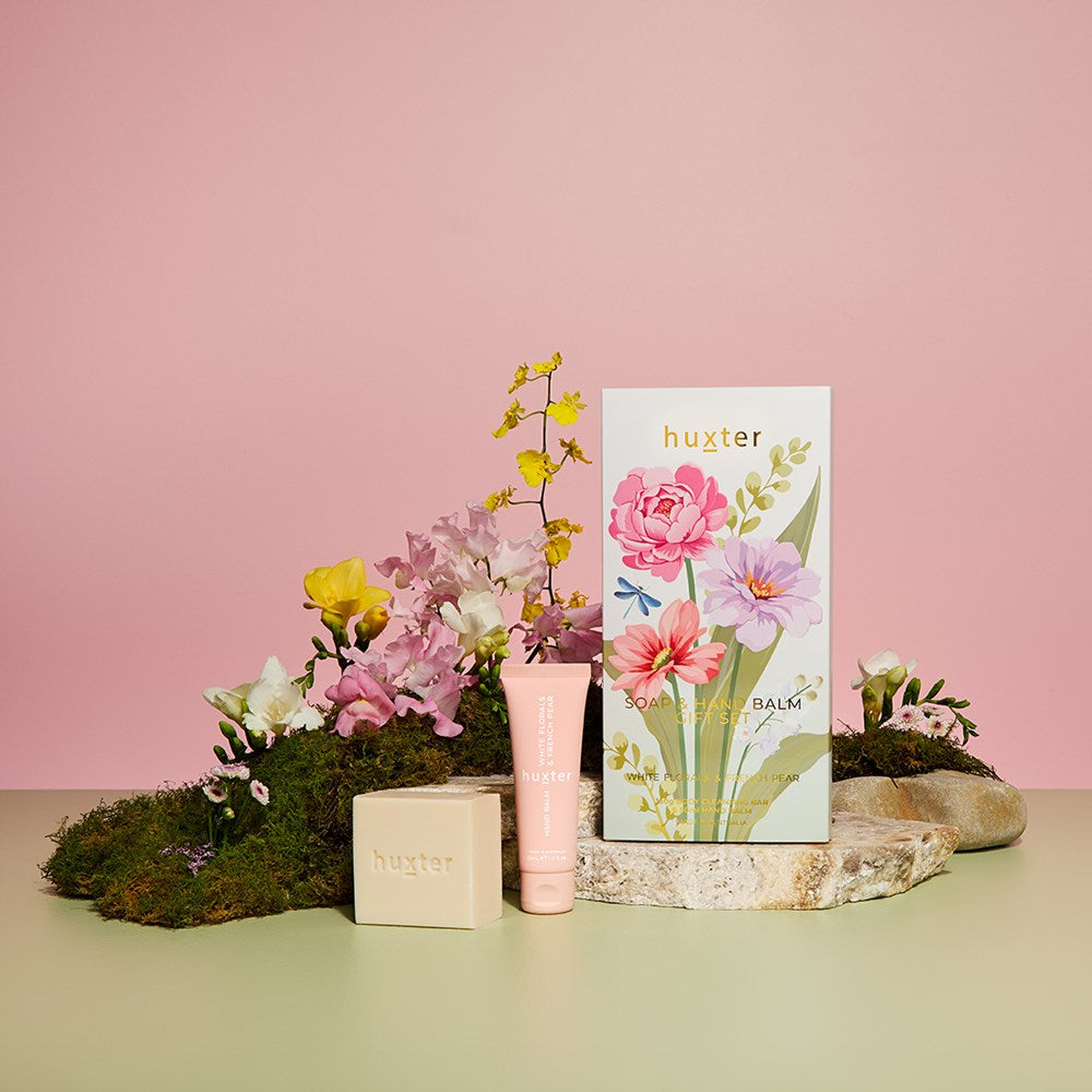 Huxter Soap & Hand Balm Gift Set, White Florals & French Pear