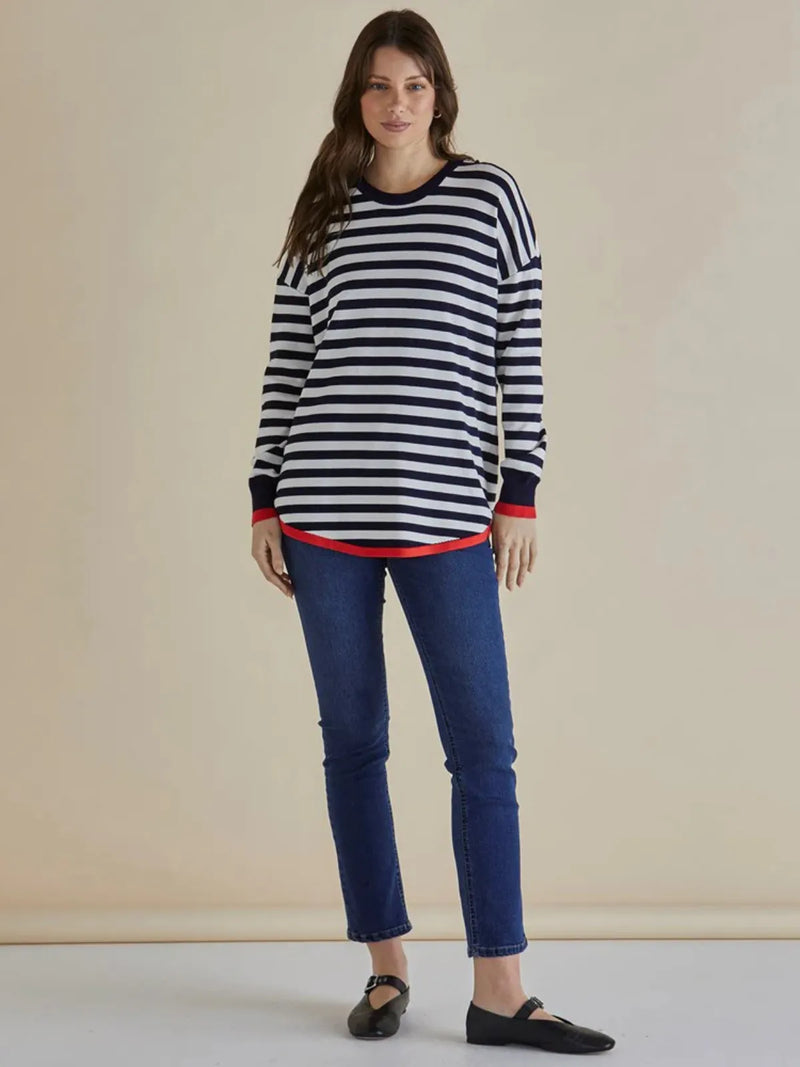 Sophie Knit Jumper - Navy Stripe - Betty Basics - Image 1